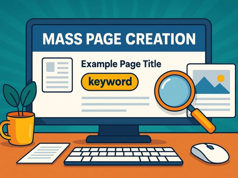 Illustration of mass page creation with keyword-targeted templates